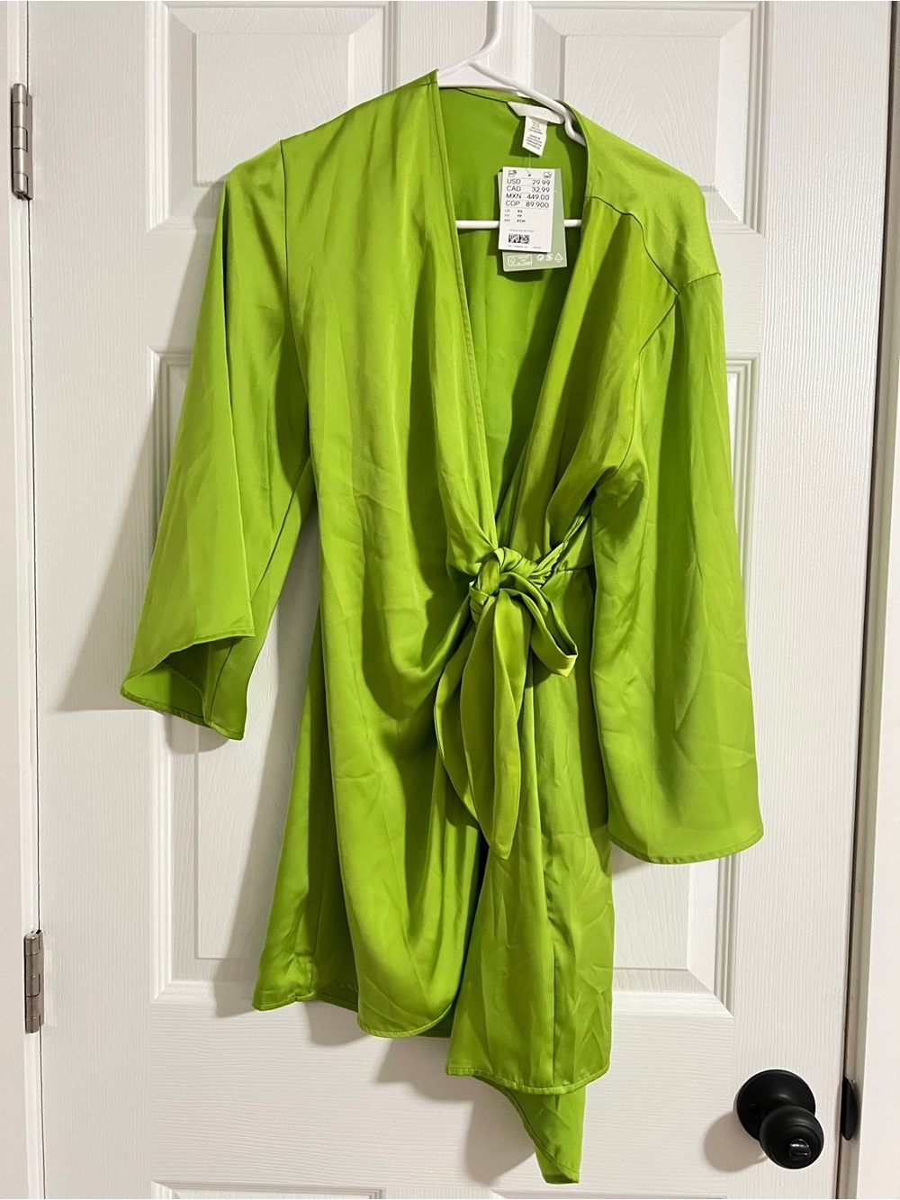 H&M Bright Lime Green Wrap Mini Dress